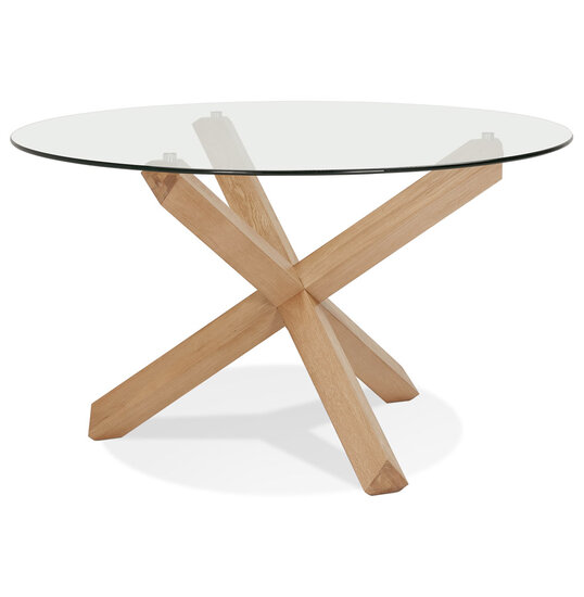 Maysun - Design Eettafel - VERENA Glas-Hout &Oslash;130 CM