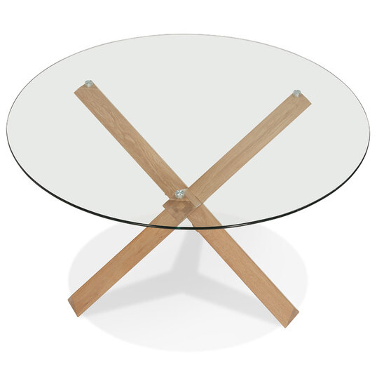 Maysun - Design Eettafel - VERENA Glas-Hout &Oslash;130 CM