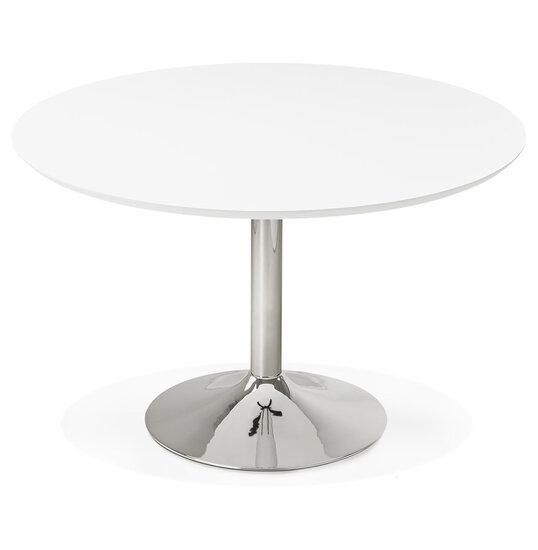 Maysun - Design Eettafel - Wit-Chroom BO &Oslash; 120 CM