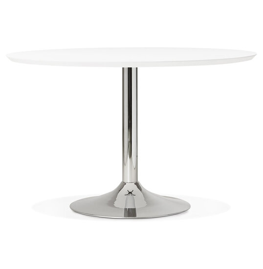 Maysun - Design Eettafel - Wit-Chroom BO &Oslash; 120 CM