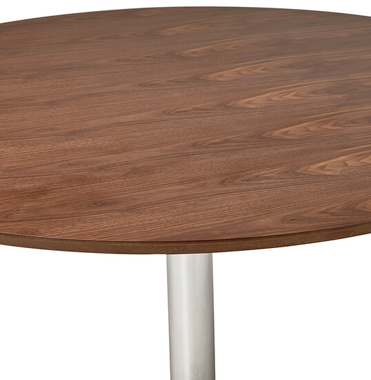 Maysun - Design Eettafel - Walnoot-Chroom BO &Oslash; 90 CM