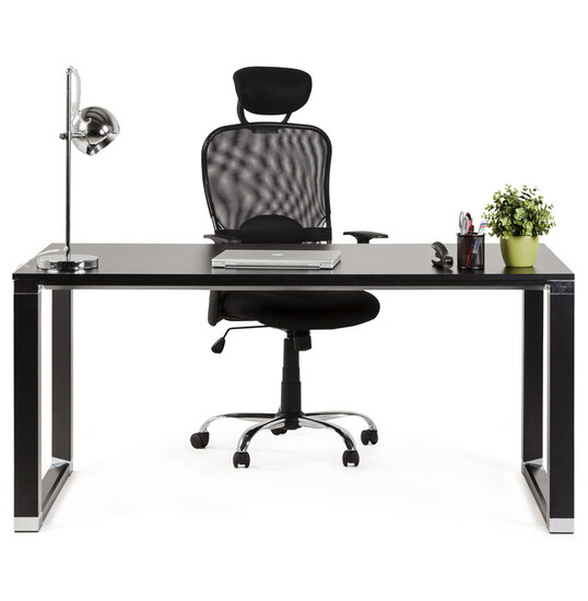 Impressiefoto Bureau WARNER Zwart-Zwart 140x74cm