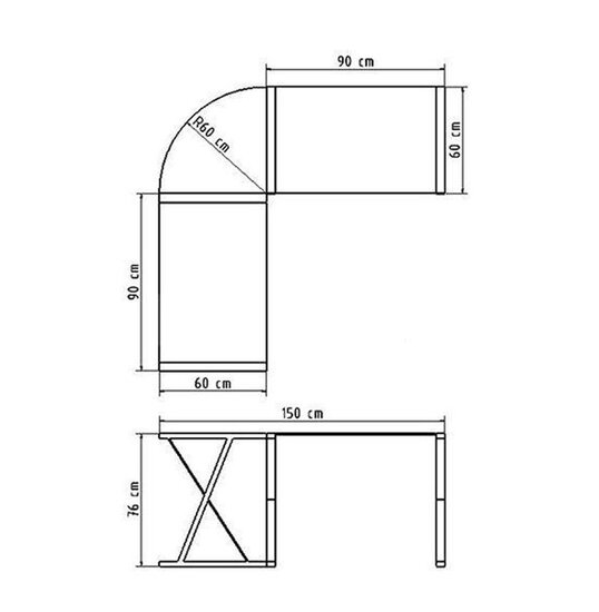 Hoekbureau DELO Zwart 150x150x98cm