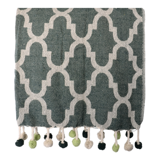 Outdoor Living - Plaid Pompon green, 125x150cm