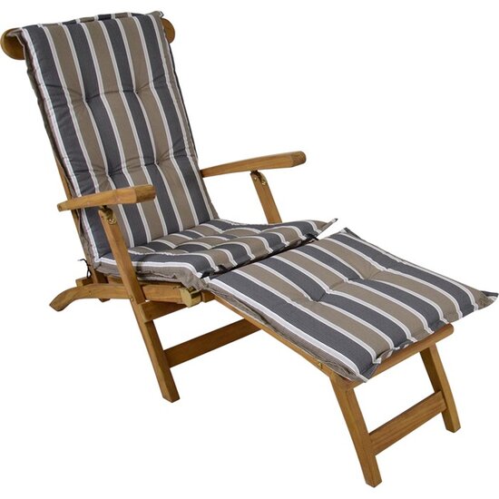 Outdoor Living - Tuinkussen deckchair streep grijs bruin