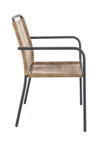 Maysun Gastro - Terrasstoel SAVANA - Metalen Frame Antraciet - Wicker - Naturel