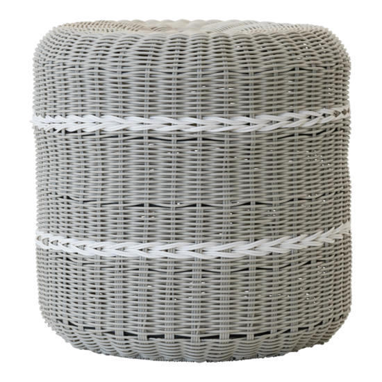 Outdoor Living - Poef Saigon wicker grijs &oslash;41x40cm