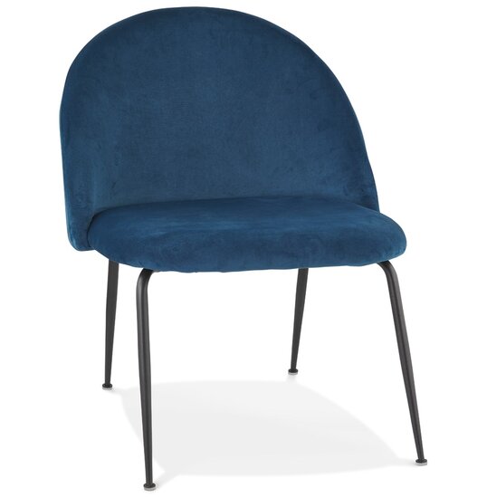 Loungefauteuil &#039;MERMAID&#039; van blauw fluweel en zwarte metalen poten