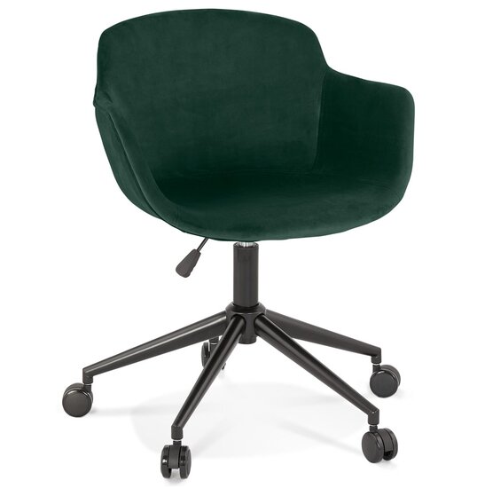 Chaise de bureau &#039;ROLLING&#039; en velours vert sur roulettes