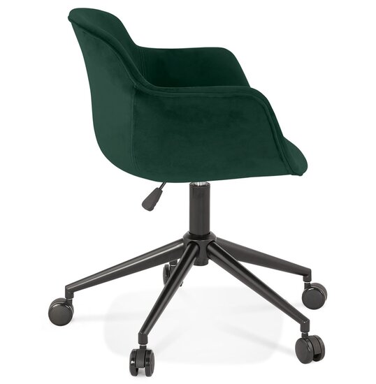 Chaise de bureau &#039;ROLLING&#039; en velours vert sur roulettes