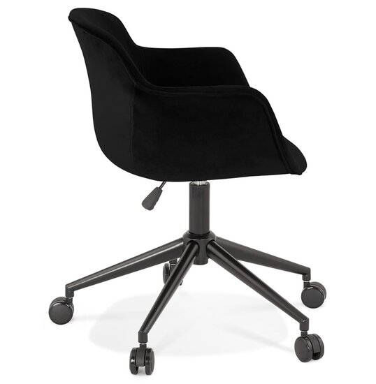 Chaise de bureau &#039;ROLLING&#039; en velours noir sur roulettes