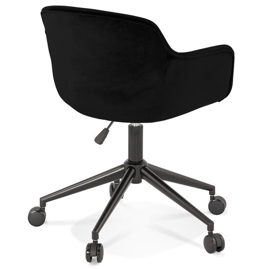 Chaise de bureau &#039;ROLLING&#039; en velours noir sur roulettes