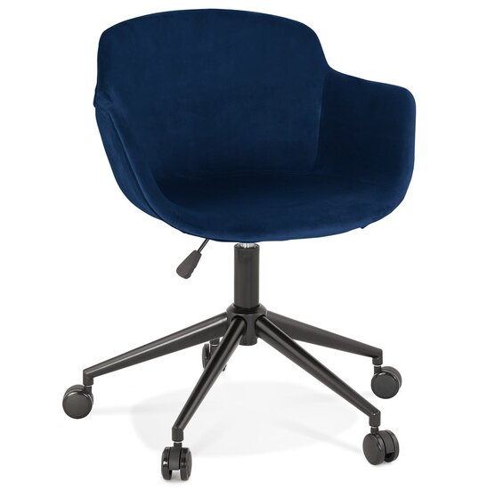 Chaise de bureau &#039;ROLLING&#039; en velours bleu sur roulettes