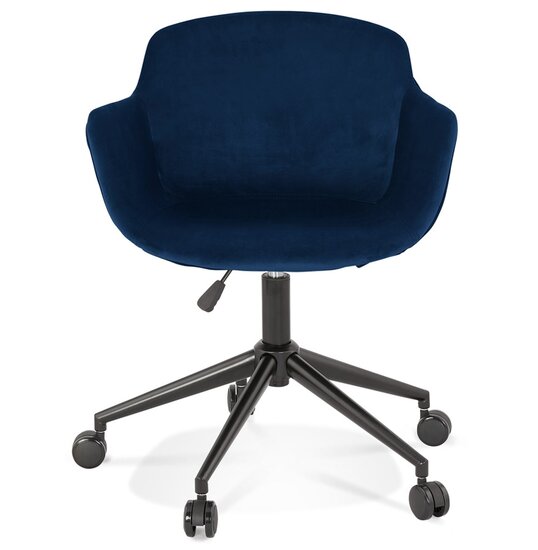 Chaise de bureau &#039;ROLLING&#039; en velours bleu sur roulettes