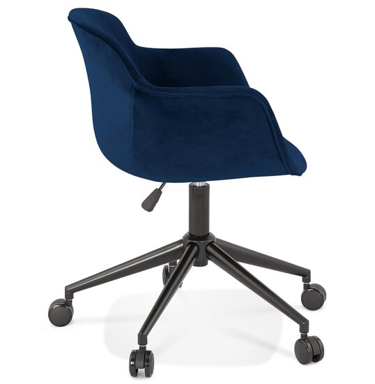 Chaise de bureau &#039;ROLLING&#039; en velours bleu sur roulettes