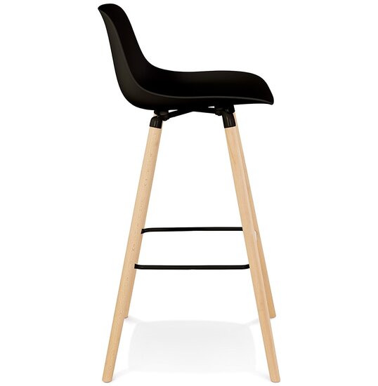 Tabouret de bar &#039;TATSU&#039; noir avec pieds en bois naturel