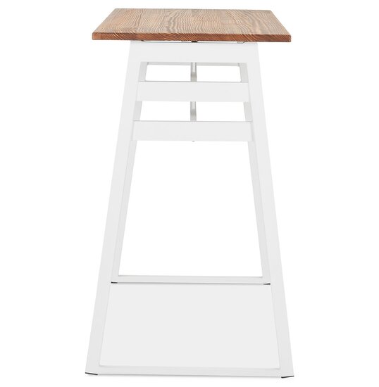 Hoge bartafel &#039;NIKI&#039; van donker massief hout met witte metalen poot - 150x60 cm