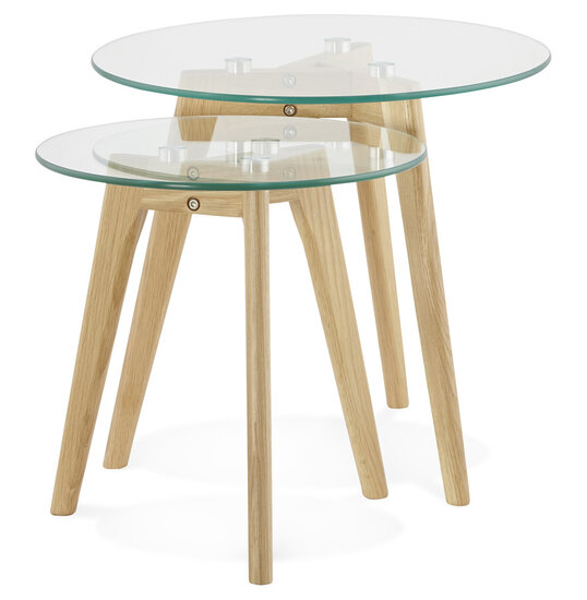 Inschuifbare ronde tafel &#039;LOVYOU&#039; van glas