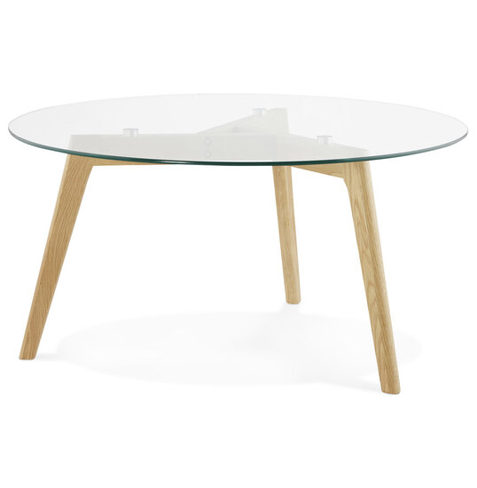 Lage ronde salontafel &#039;GLAZY&#039; van glas