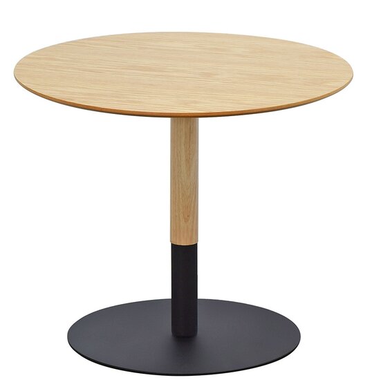 Ronde design salontafel &#039;DILA H40&#039; in natuurlijke houtafwerking en zwart metaal