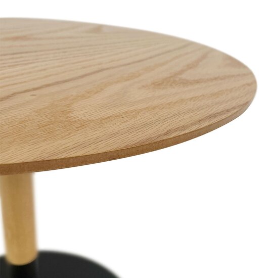 Ronde design salontafel &#039;DILA H40&#039; in natuurlijke houtafwerking en zwart metaal