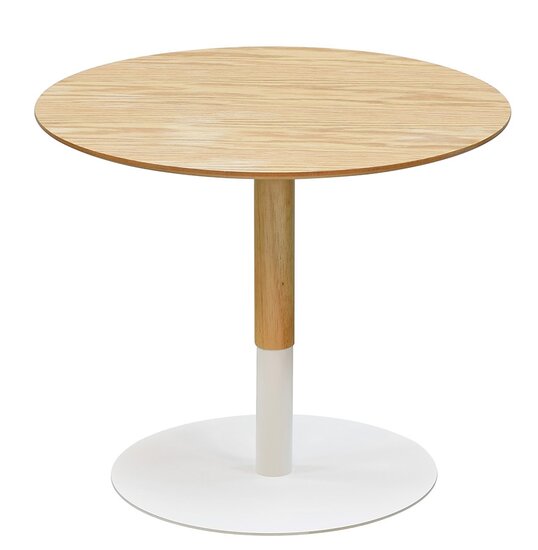 Ronde design salontafel &#039;DILA H40&#039; in natuurlijke houtafwerking en wit metaal