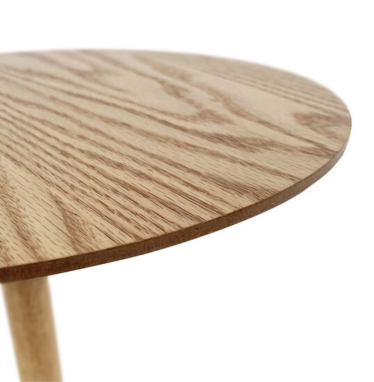 Ronde design salontafel &#039;DILA H40&#039; in natuurlijke houtafwerking en wit metaal