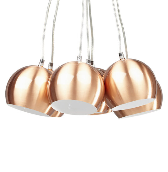 Design hanglamp &#039;BILBO&#039; met 7 koperkleurige bollen