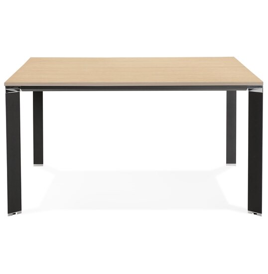 Vergadertafel / bench-bureau &#039;XLINE SQUARE&#039; met natuurlijke houten afwerking en zwart metaal - 140x140 cm