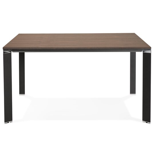 Vergadertafel / bench-bureau &#039;XLINE SQUARE&#039; met notenhouten afwerking en zwart metaal - 140x140 cm