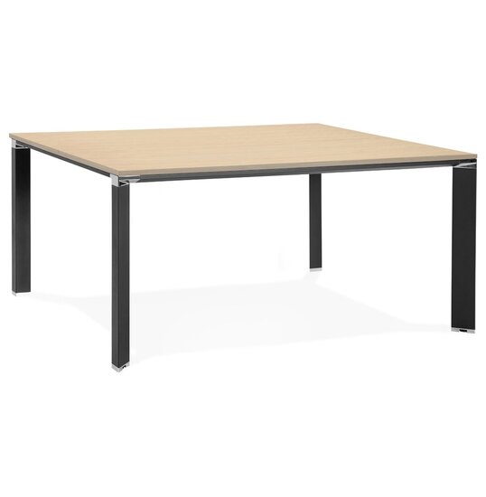 Vergadertafel / bench-bureau &#039;XLINE SQUARE&#039; in hout met natuurlijke afwerking en zwart metaal - 160x160 cm