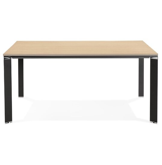 Vergadertafel / bench-bureau &#039;XLINE SQUARE&#039; in hout met natuurlijke afwerking en zwart metaal - 160x160 cm