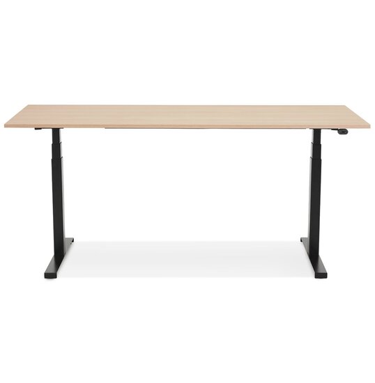 Zwarte ergonomische elektrische bureau &#039;TRONIK&#039; met blad in natuurlijke houtafwerking - 160x80 cm