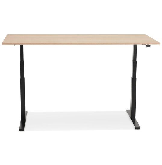 Zwarte ergonomische elektrische bureau &#039;TRONIK&#039; met blad in natuurlijke houtafwerking - 160x80 cm