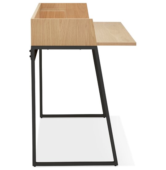 Rechte design bureau &#039;SALMON&#039; in natuurkleurig hout en zwart metaal