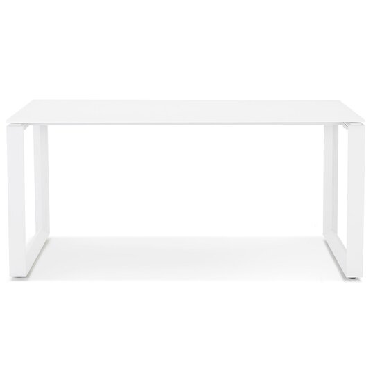 Rechte design bureau &#039;BAKUS&#039; van wit glas en metaal - 160x80 cm