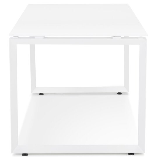 Rechte design bureau &#039;BAKUS&#039; van wit glas en metaal - 160x80 cm