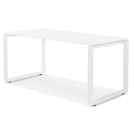 Rechte design bureau &#039;BAKUS&#039; van wit glas en metaal - 160x80 cm