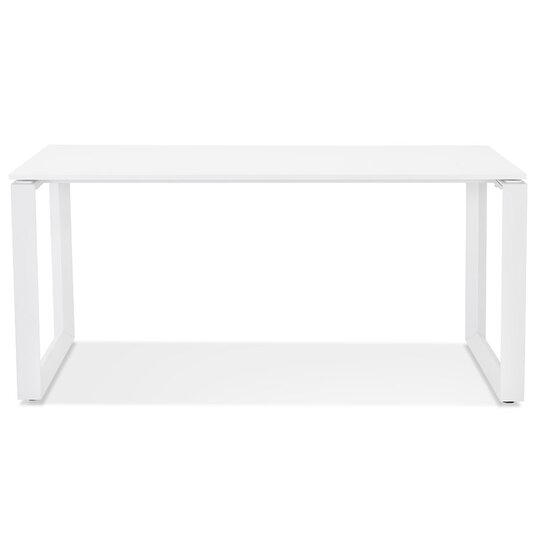 Rechte design bureau &#039;BAKUS&#039; van wit hout en metaal - 160x80 cm