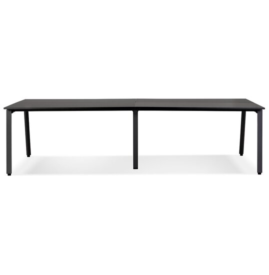 Dubbele rechte design bureau &#039;AMADEUS&#039; van hout en zwart metaal - 280x140 cm