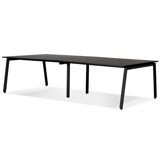 Dubbele rechte design bureau &#039;AMADEUS&#039; van hout en zwart metaal - 280x140 cm