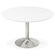 Maysun - Design Eettafel - Wit-Chroom BO &Oslash; 120 CM