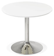 Maysun - Design Eettafel - Wit-Chroom BO &Oslash; 90 CM