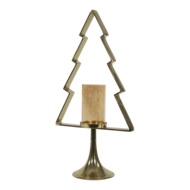 Outdoor Living - Kerstboom Aurum met windlicht alu goud met goud glas 70cm