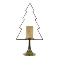 Outdoor Living - Kerstboom Aurum met windlicht alu goud met goud glas 70cm