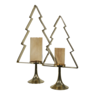 Outdoor Living - Kerstboom Aurum met windlicht alu goud met goud glas 70cm