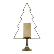 Outdoor Living - Kerstboom Aurum met windlicht alu goud met goud glas 89cm