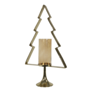 Outdoor Living - Kerstboom Aurum met windlicht alu goud met goud glas 89cm