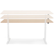 Maysun - Elektrisch Zit-Sta Bureau - DUNCAN Naturel - Wit 160x80cm