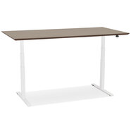 Maysun - Elektrisch Zit-Sta Bureau - COMFORT Walnoot - Wit 180x90cm